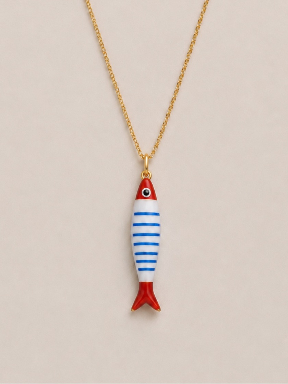 New! Coastal 18K Gold Plated Red Fish Sardine Necklace NWOT (5008)